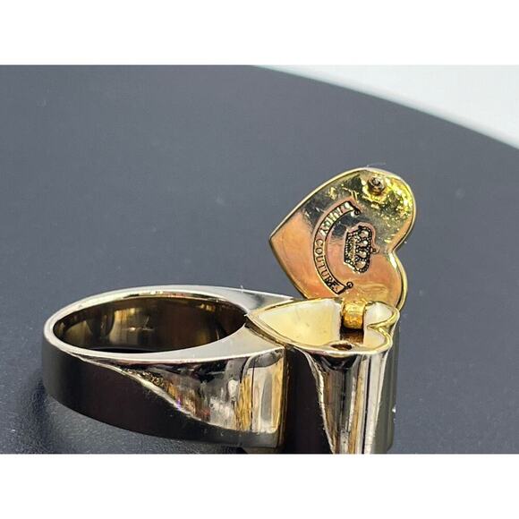 Juicy Couture RARE Vintage Enamel‎ Heart Compartment Gold Tone Ring Sz 7 - Picture 5 of 9